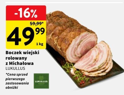 Boczek wiejski rolowany z Michałowa LUKULLUS promocja w Intermarche