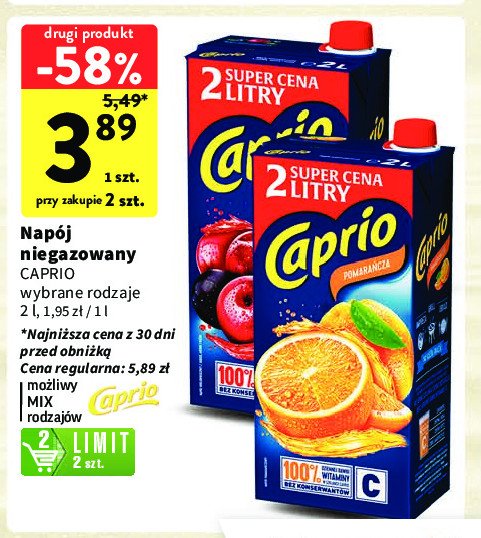 Napój jabłko-aronia-wiśnia Caprio promocja