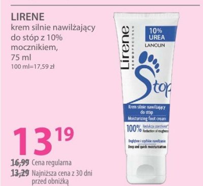 Krem silnie nawilżający do stóp z 10% mocznikiem LIRENE promocja w Hebe