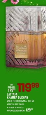 Woda perfumowana Lattafa Khamra Dukhan promocja w Drogerie Natura