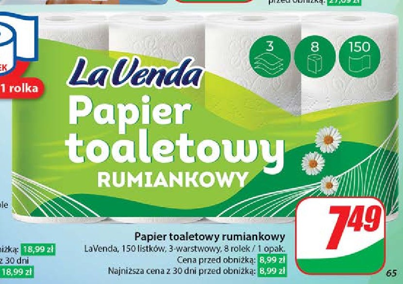 Papier toaletowy rumianek Lavenda promocja w Dino