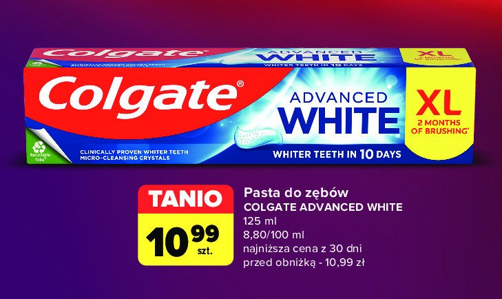 Pasta do zębów Colgate advanced white promocja w Carrefour