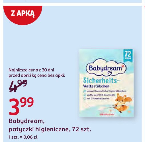 Patyczki higieniczne Babydream promocja w Rossmann