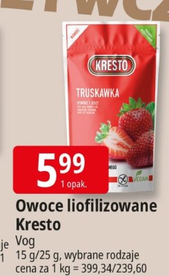 Owoce liofilizowane Kresto promocja w Leclerc