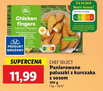Panierowane paluszki z kurczaka z sosem Chef select promocja
