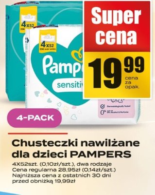 Chusteczki nawilżane dla dzieci PAMPERS promocja w Supeco