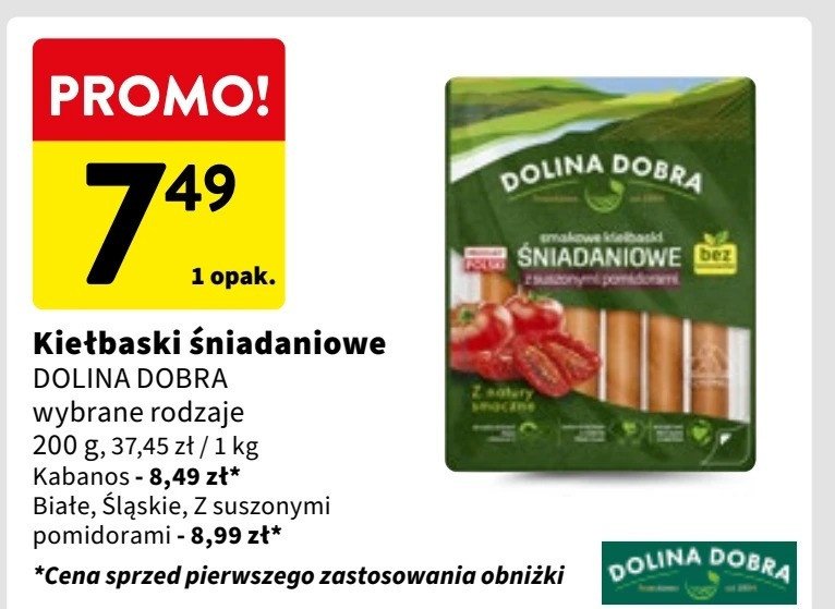 Kiełbaski śląskie śniadaniowe Dolina dobra promocja w Intermarche