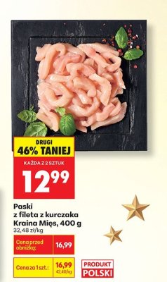 Paski z fileta z kurczaka Kraina Mięs, 400 g promocja w Biedronka