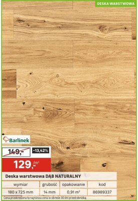 Deska warstwowa DĄB NATURALNY Barlinek promocja w Leroy Merlin