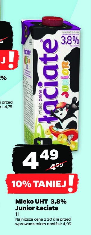 Mleko 3.8% Łaciate junior promocja