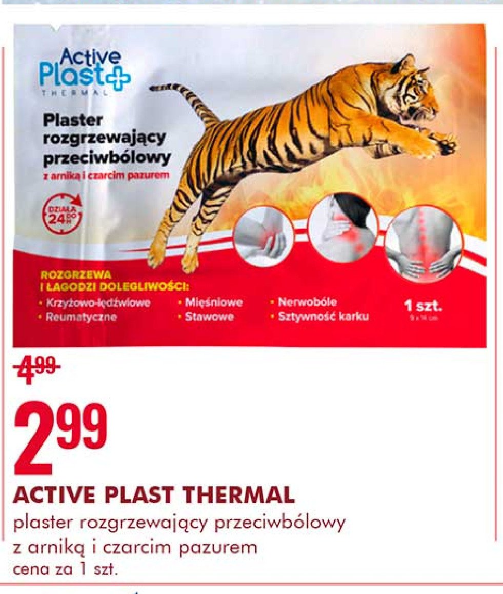 Plaster rozgrzewający przeciwbólowy z arniką i czarcim pazurem Active plast thermal promocja