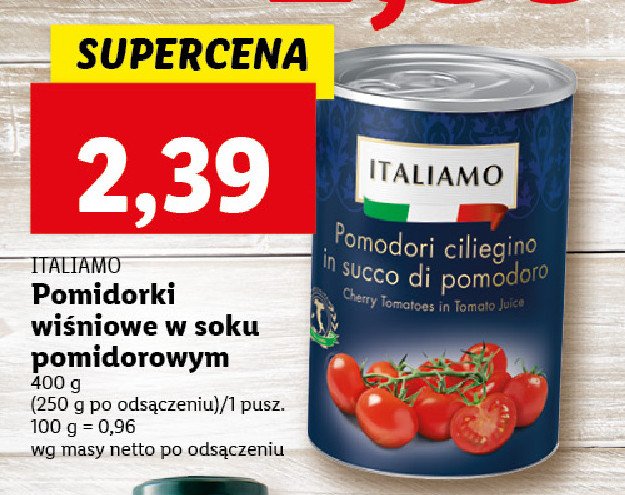 Pomidorki wiśniowe w soku pomidorowym Italiamo promocja