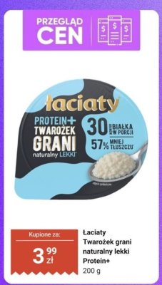 Twarożek grani naturalny lekki Protein+ Łaciaty promocja w Dino