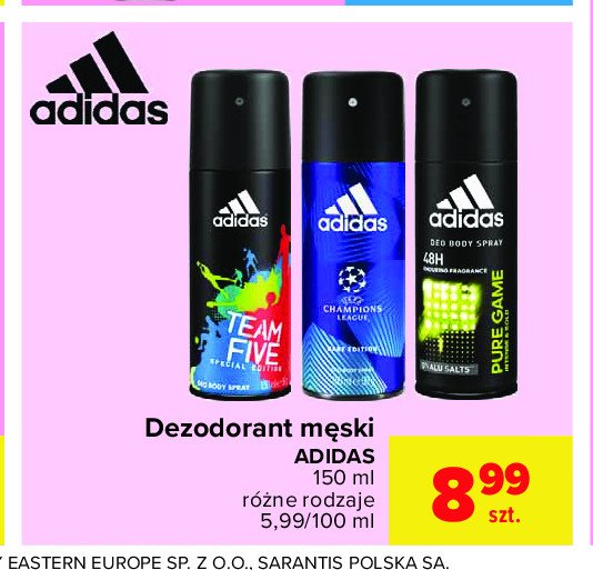 Dezodorant Adidas men team five Adidas cosmetics promocja