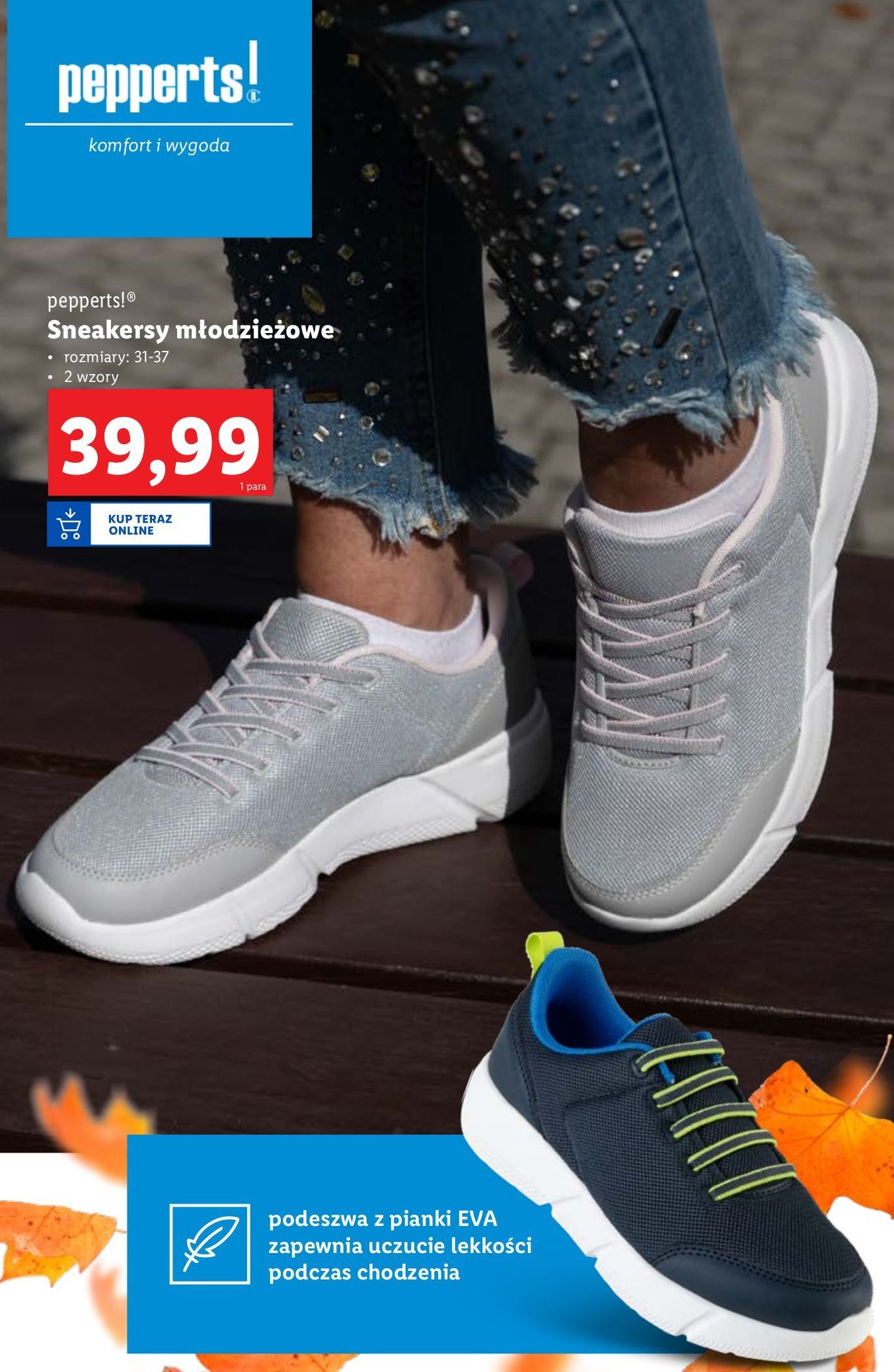 Sneakersy młodzieżowe 31-37 Pepperts! promocja