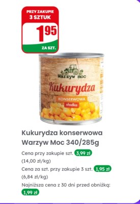 Kukurydza konserwowa słodka Warzyw Moc  promocja w Dino