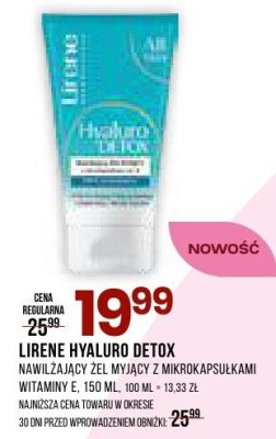 Żel do mycia twarzy LIRENE HYALURO DETOX z mikrokapsu promocja w Drogerie Natura