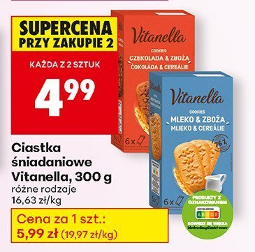 Ciastka śniadaniowe Vitanella promocja w Biedronka