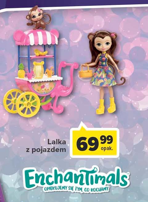 Lalka enchantimals - wózek z owocami merit monkey Mattel promocja