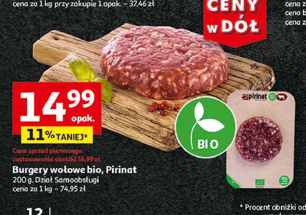 Burger wołowy bio PIRINAT promocja