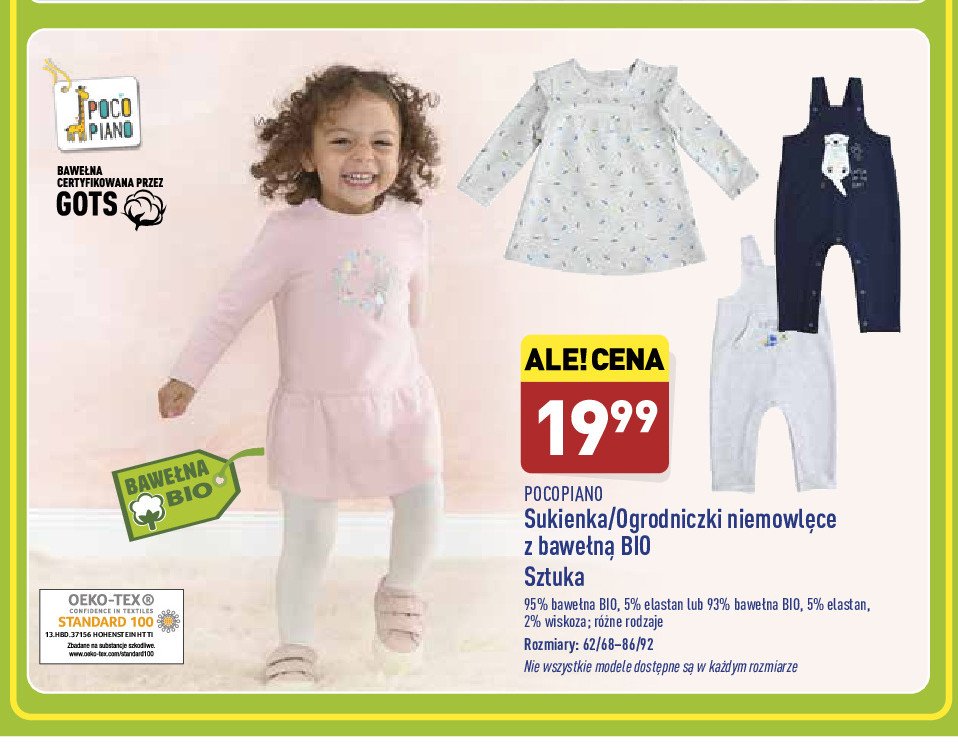 Sukienka niemowlęca z bawełną 62-92 Pocopiano promocja