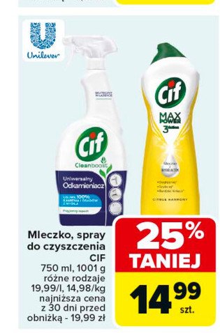 Mleczko do czyszczenia citrus Cif max power 3 action promocja