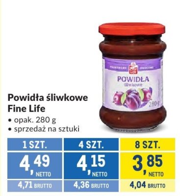 Powidła śliwkowe Fine Life promocja w Makro