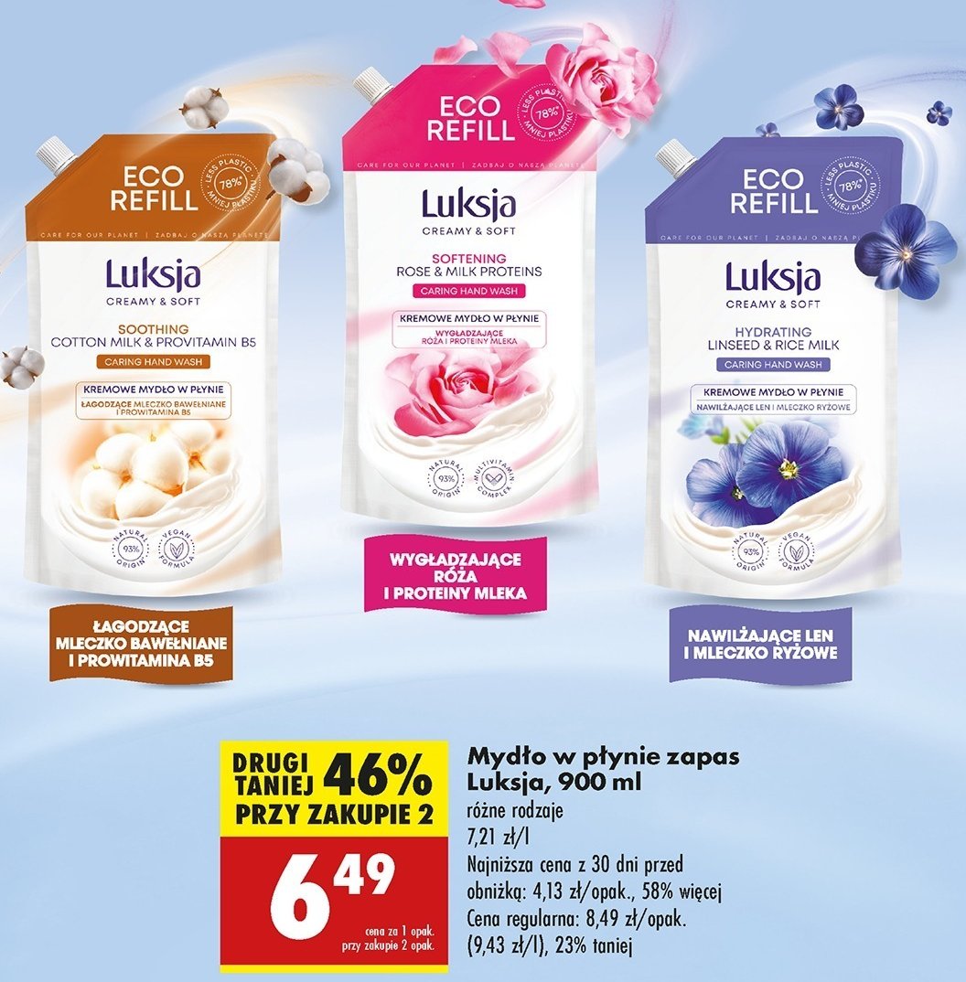Myd艂o w p艂ynie linen & rice milk zapas Luksja creamy & soft promocja