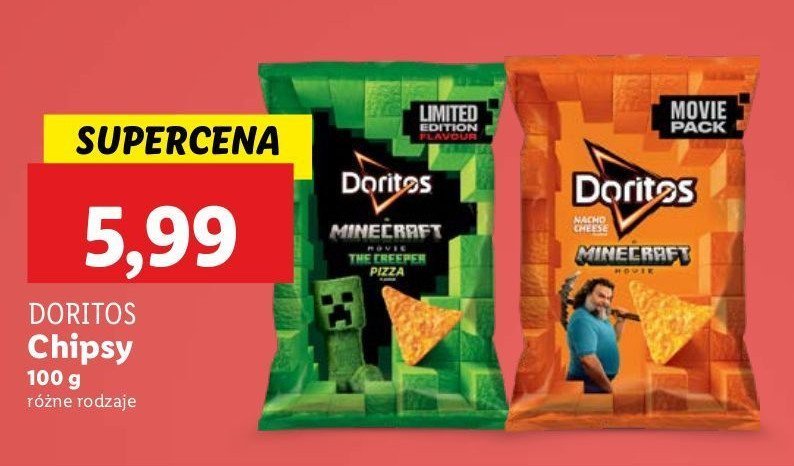 Chipsy kukurydziane minecraft movie o smaku serowym Doritos promocja