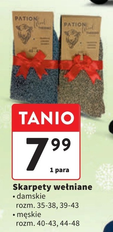 Skarpetki wełniane damskie 39-43 PATION promocja w Intermarche