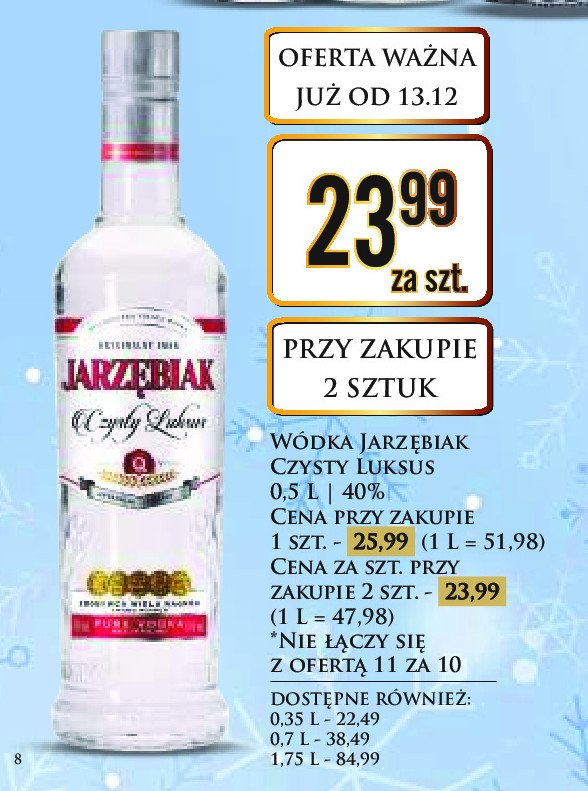 Wódka JARZĘBIAK CZYSTY LUKSUS promocja w Dino