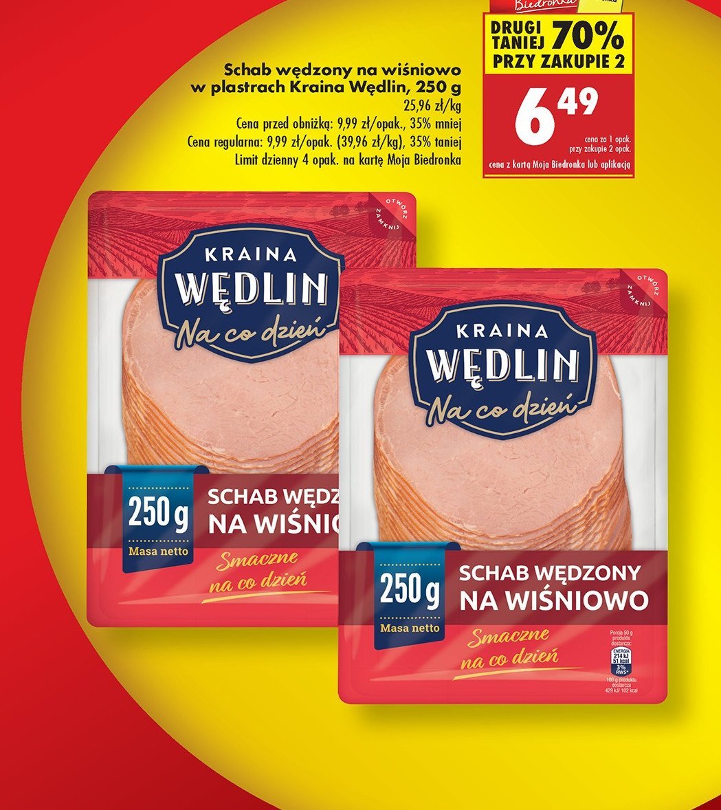 Schab wędzony na wiśniowo w plastrach Kraina wędlin promocja