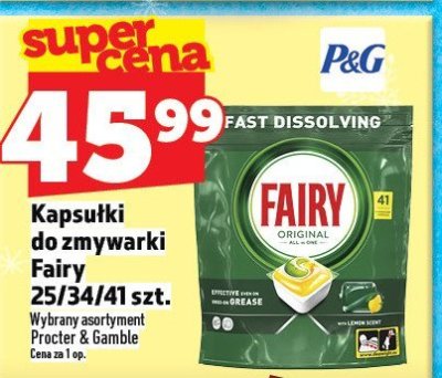 Kapsułki do zmywarki Fairy 25/34/41 szt. Procter & Gamble promocja w TOPAZ