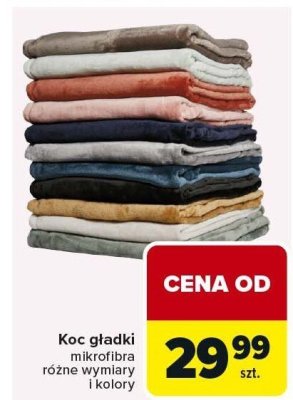 Koc gładki mikrofibra różne wymiary i kolory Carrefour promocja w Carrefour
