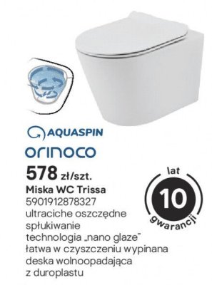 Miska WC Trissa Orinoco bezkołnierzowa wypinana deska wolnoopadająca z duroplastu promocja w Castorama