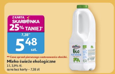 Mleko świeże ekologiczne 1L 3,9% tł. promocja w Auchan
