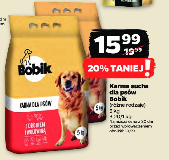 Karma dla psa z wo艂owin膮 i warzywami Bobik promocja