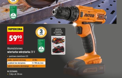 Wiertarko-wkrętarka akumulatorowa 20 V Niteo promocja w Biedronka