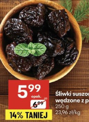 Śliwki suszone wędzone z pestką 250g promocja w Delikatesy Centrum