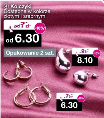 Kolczyki złote i srebrne promocja w Woolworth