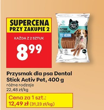 Przysmak dla psa Dental Stick Activ Pet, 400 g różne rodzaje promocja w Biedronka