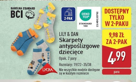 Skarpety antypoślizgowe dziecięce Lily & dan promocja w Aldi