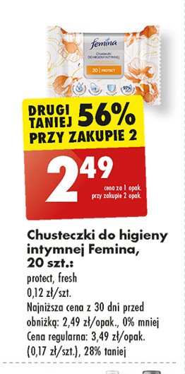 Chusteczki do higeny intymnej fresh Femina intimea promocja