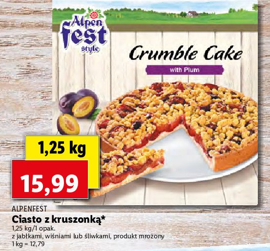 Ciasto z kruszonką wiśniowe Alpen fest promocja w Biedronka