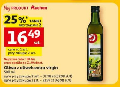 Oliwa z oliwek extra virgin promocja w Auchan