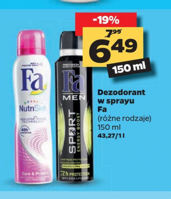 Dezodorant care & protect Fa nutri skin promocja