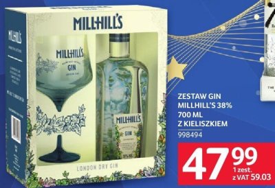 Gin Millhills 38% 700 ml z kieliszkiem - zestaw promocja w Selgros