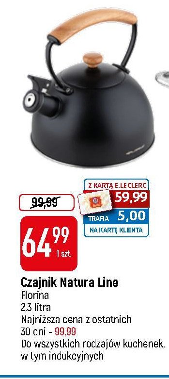 Czajnik natura line 2.3 l czarny Florina (florentyna) promocja