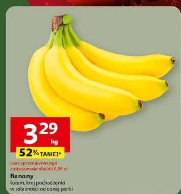 Banany luzem, kraj pochodzenia w zależności od danej partii promocja w Auchan