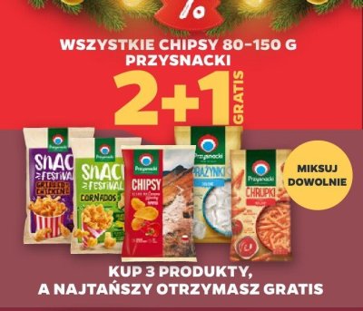 Wszystkie chipsy 80-150 g przysnacki 2+1 GRATIS promocja w Netto